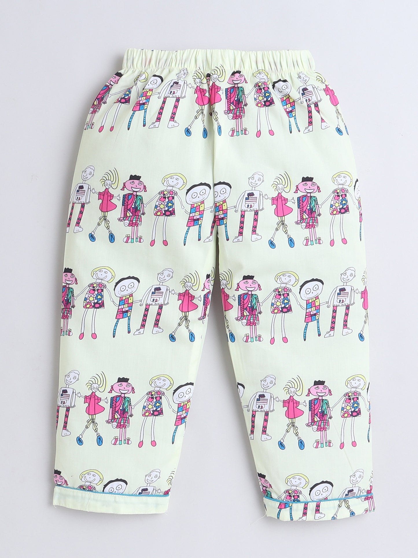 Full Sleeves Cotton All Over Printed Night Suit Set Yellow