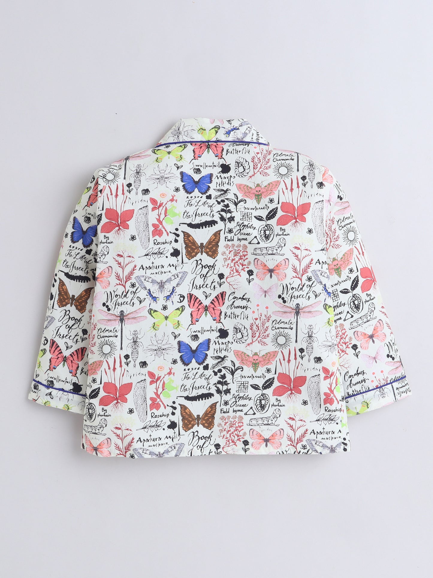 Full Sleeves Cotton Butterfly Printed Night Suit Set Yellow