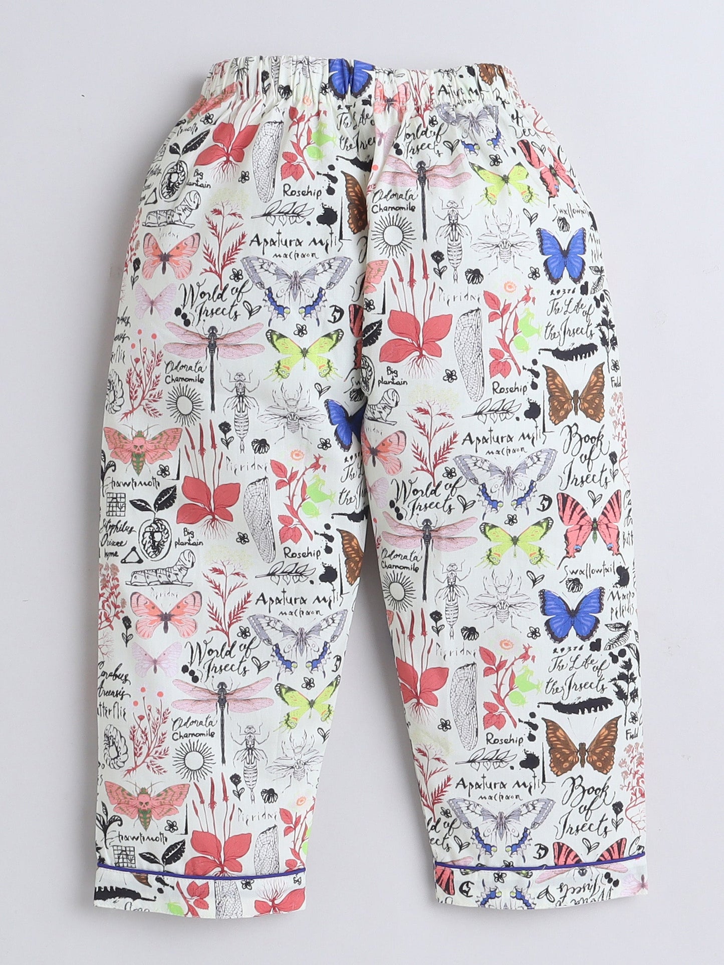 Cotton Woven Full Sleeves Butterflies Printed Coordinating Night Suit Set - Yellow