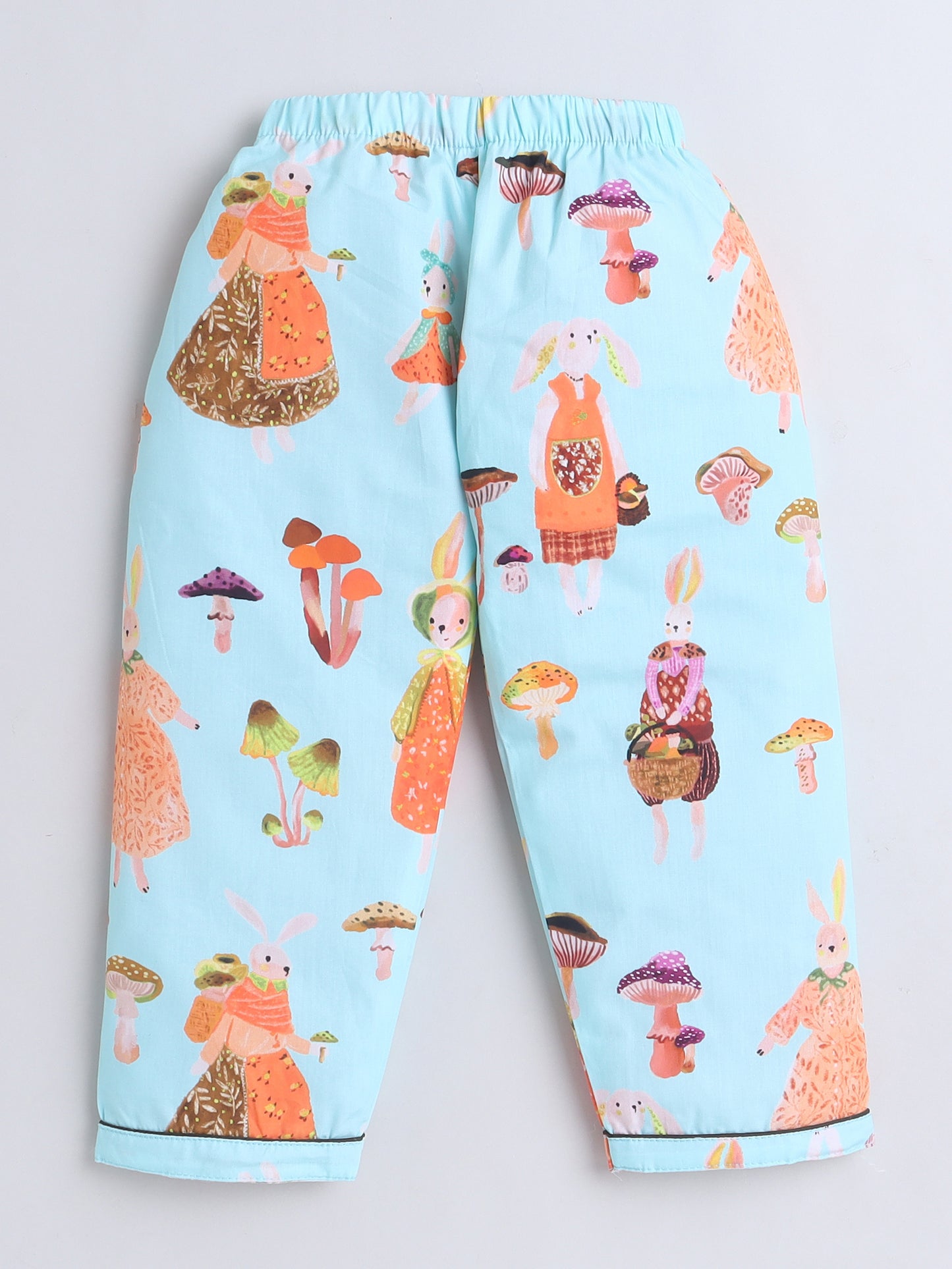 Full Sleeves Cotton Bunny Printed Night Suit Set Blue