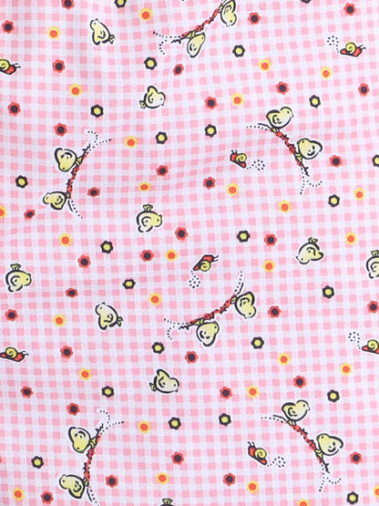 Full Sleeves Cotton Polka Dots Printed Night Suit Set Pink