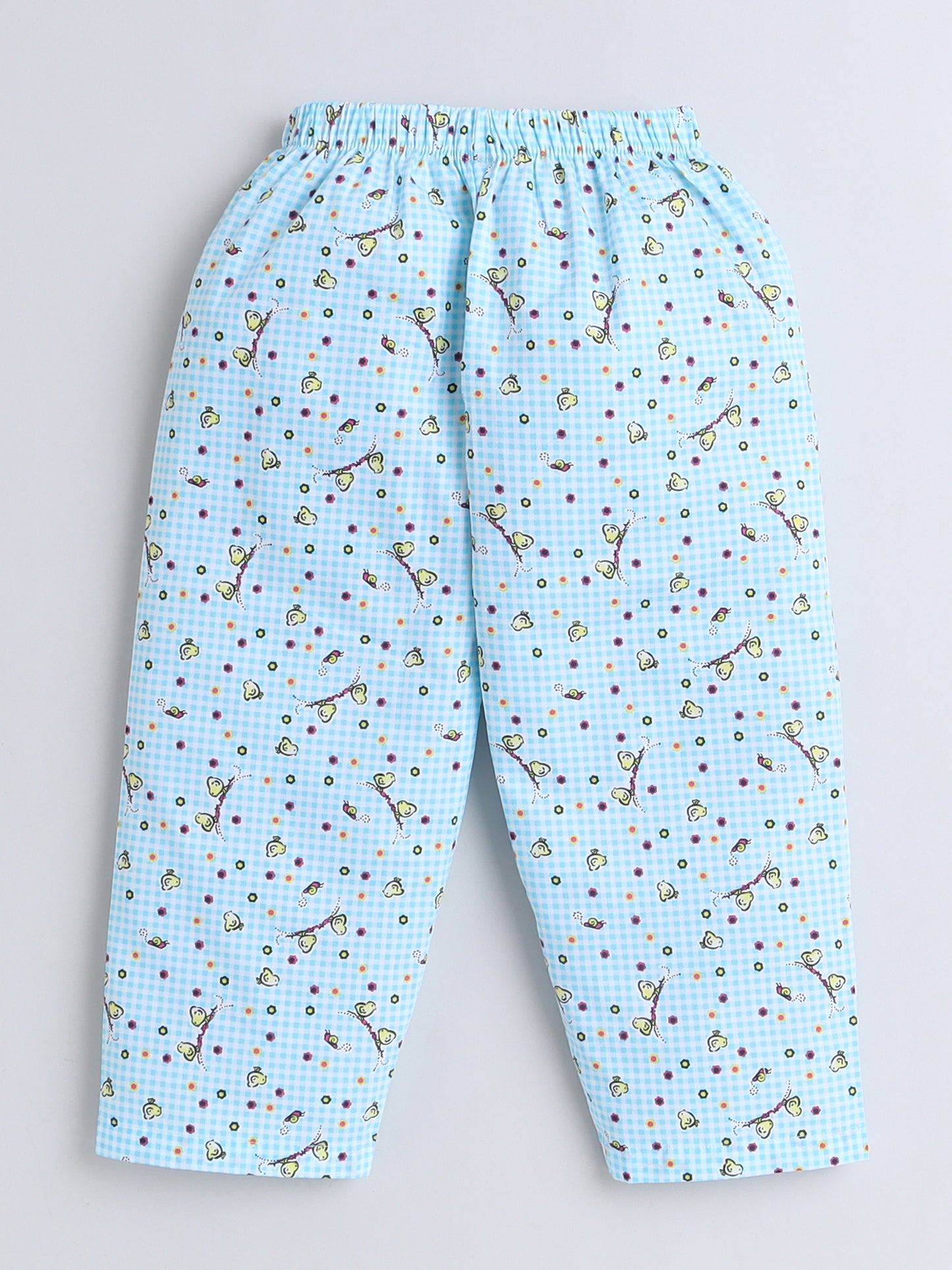 Full Sleeves Cotton Polka Dot Printed Night Suit Set Blue