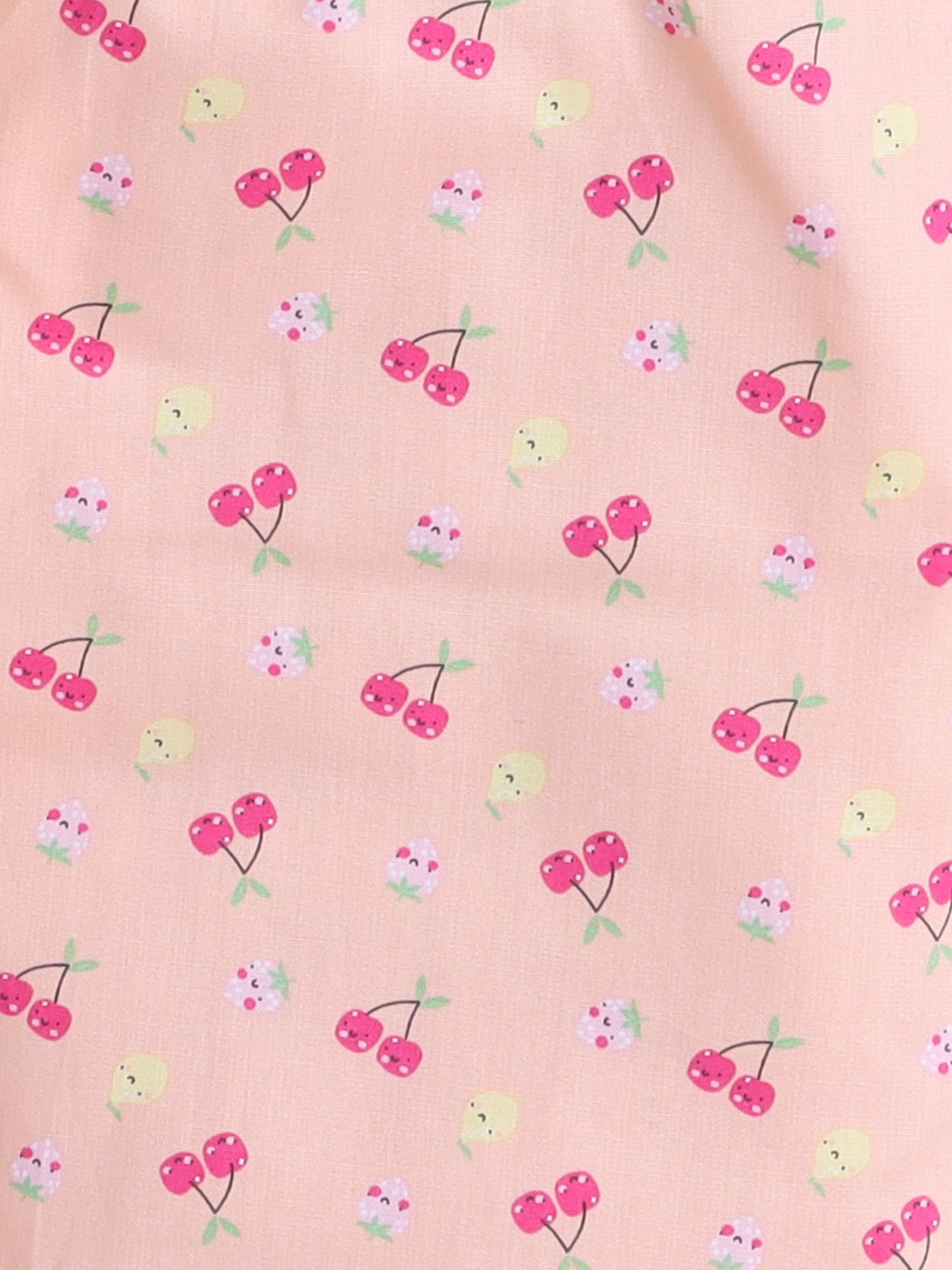 Half Sleeves Cotton Fruit Printed Night Suit Set Peach