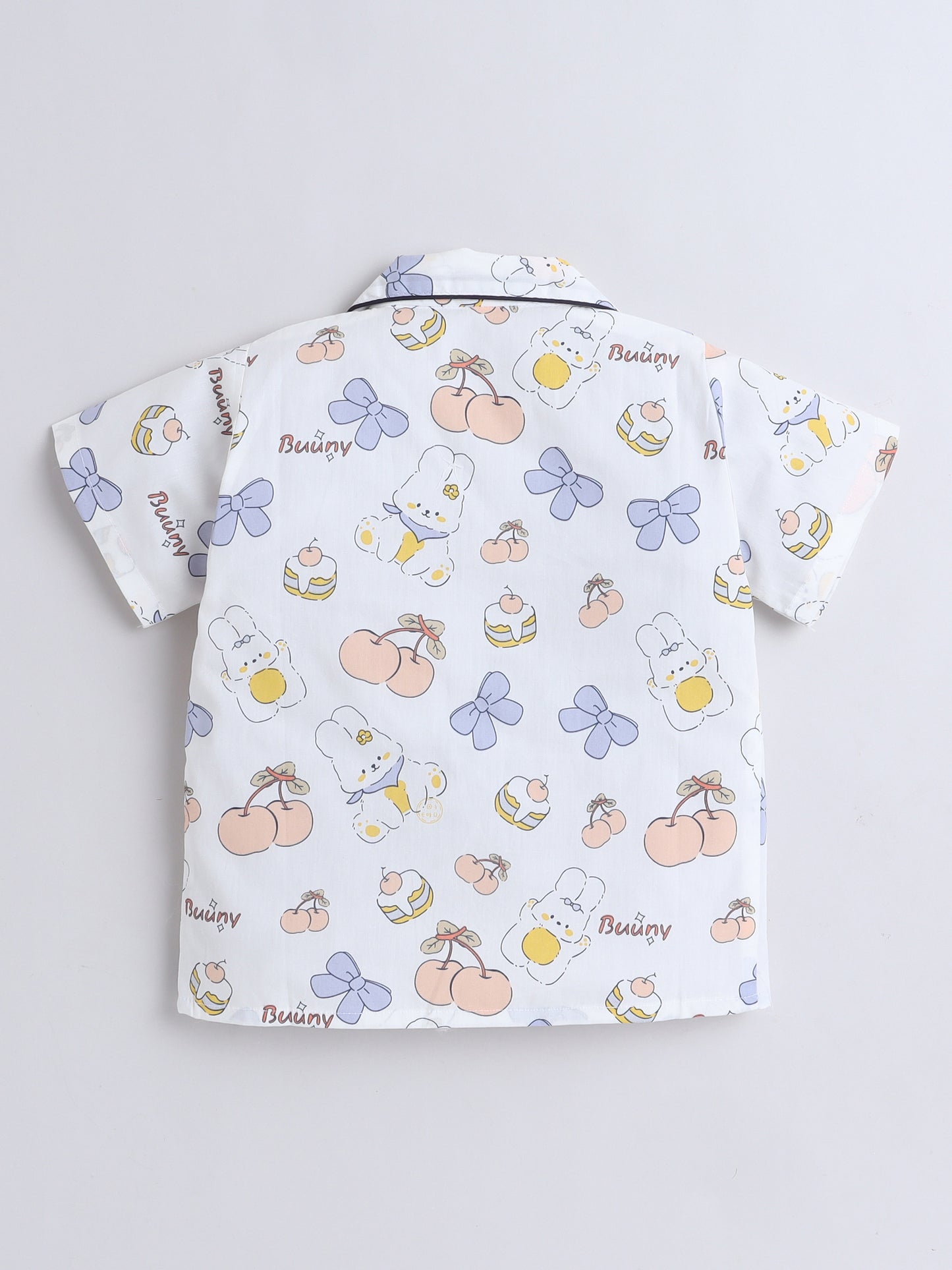 Half Sleeves Cotton Bunny Printed Night Suit Set Peach