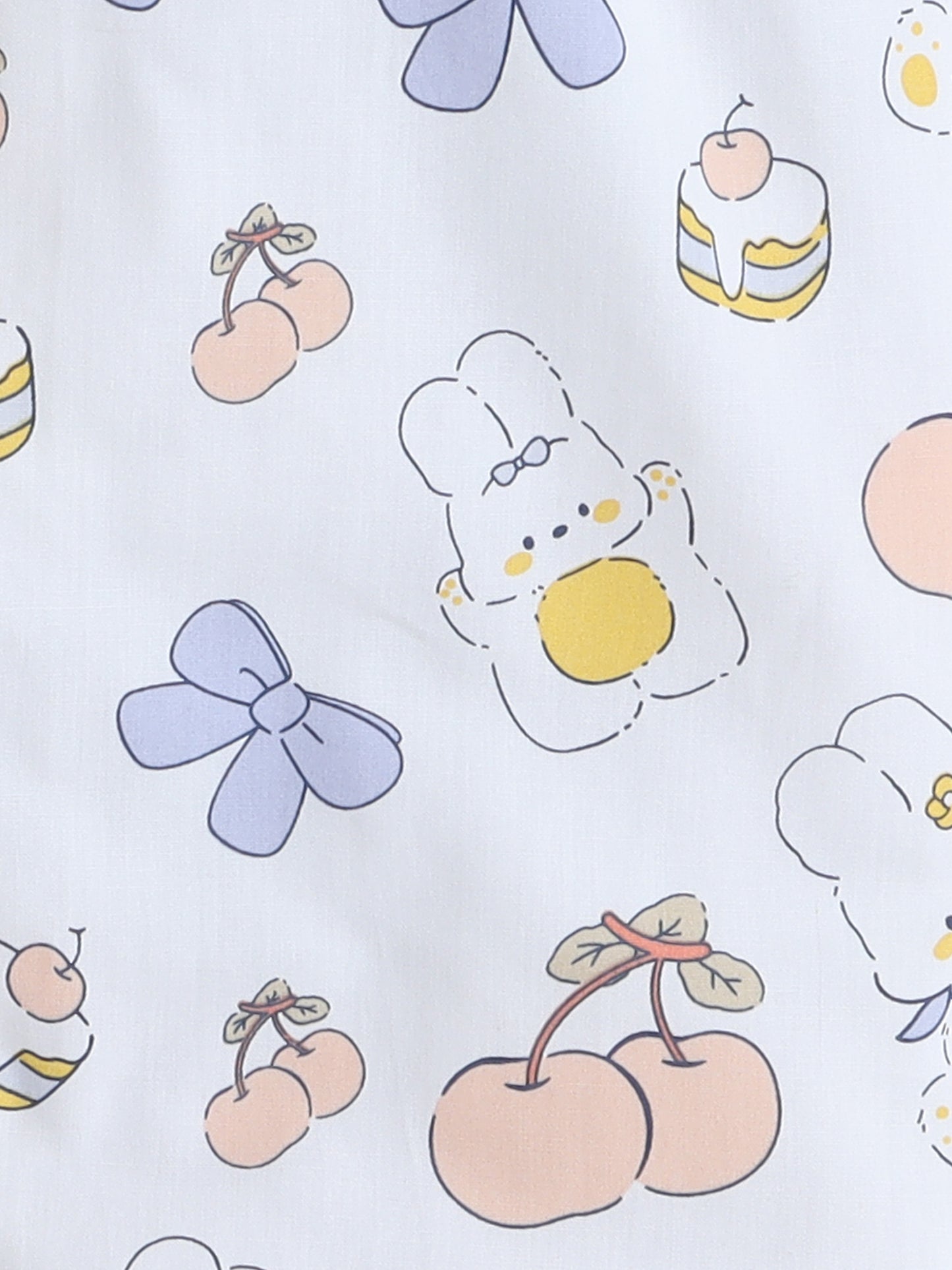 Half Sleeves Cotton Bunny Printed Night Suit Set Peach