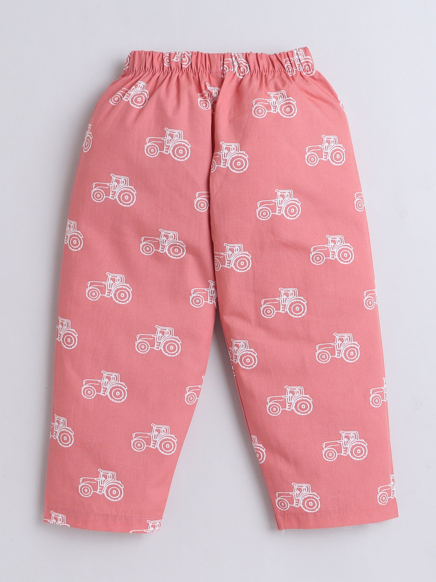 Half Sleeves Cotton Vehicle Printed Night Suit Set Peach