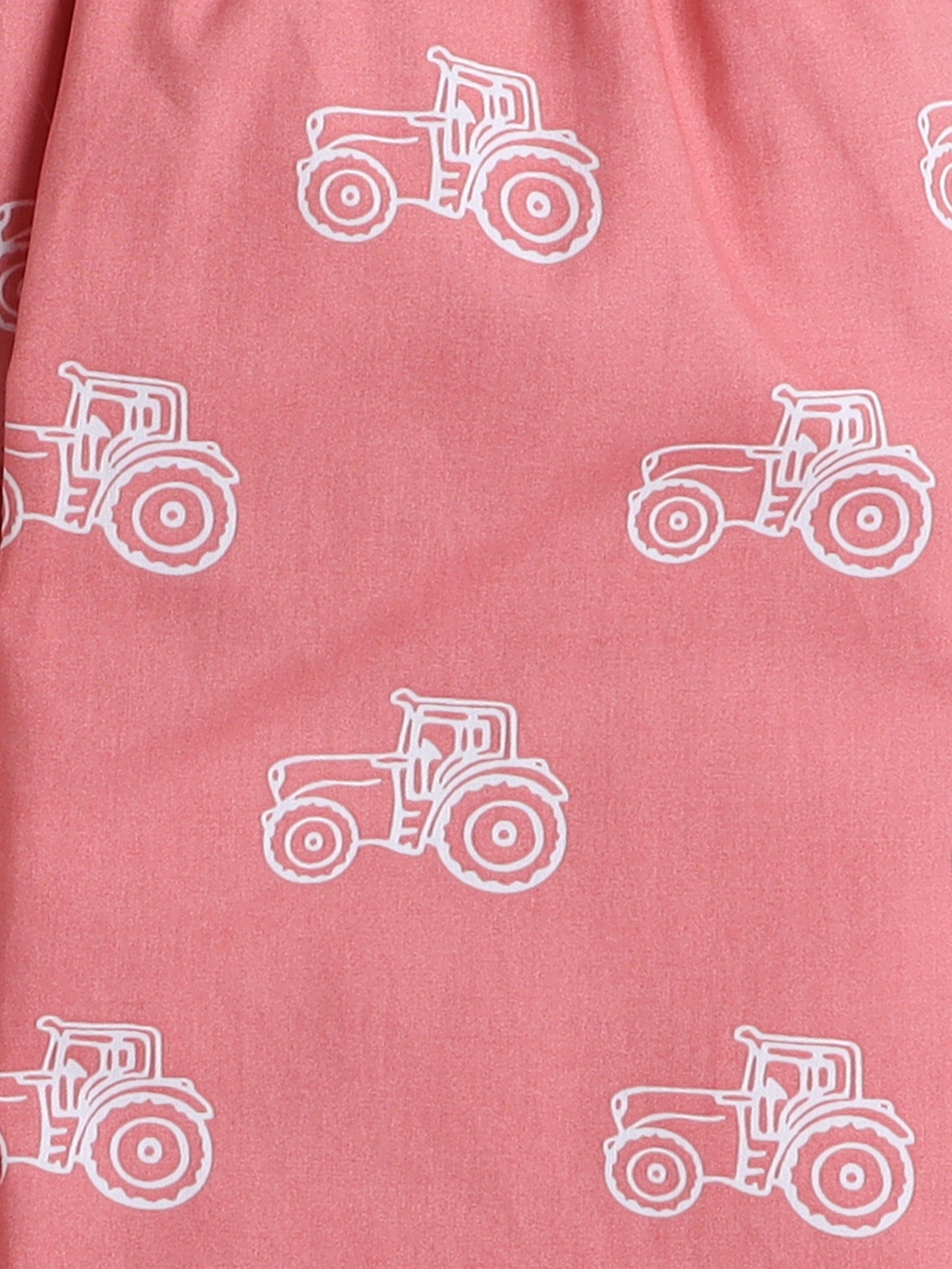 Cotton Woven Half Sleeves Vintage Car Printed Coordinating Night Suit Set - Peach