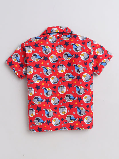 Elephant Printed Half Sleeves Lounge Wear Night Suit Set For Kids Red