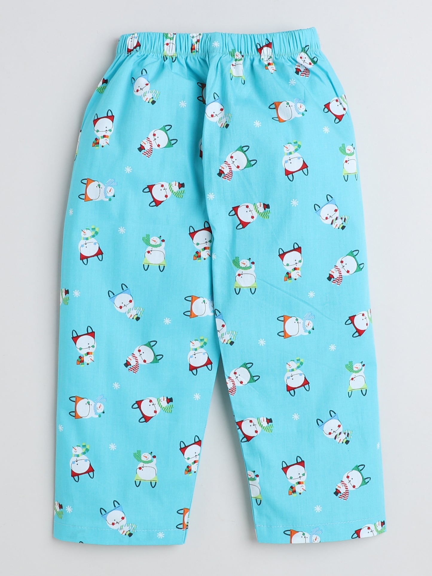 Full Sleeves Cartoon Print Lounge Wear Night Suit Set For Kids Blue