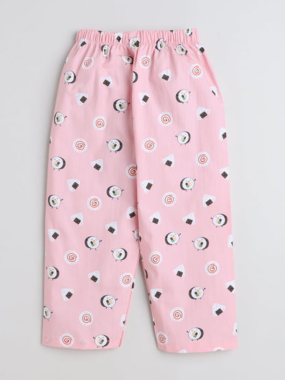 Full Sleeves Drum & Game Controller Printed Shirt With Pajama - Pink