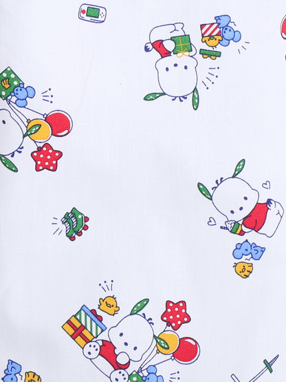 Full Sleeves Printed Lounge Wear Night Suit Set For Kids White