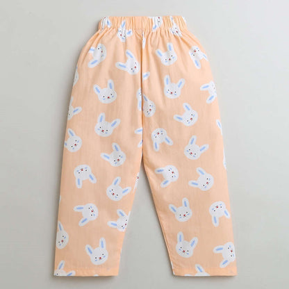 Full Sleeves Printed Shirt With Pajama - Orange