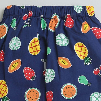 Full Sleeves Printed Shirt With Pajama - Blue