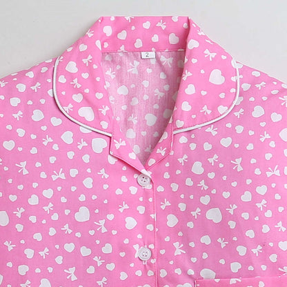 Full Sleeves Printed Shirt With Pajama - Pink