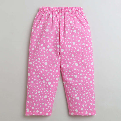 Full Sleeves Printed Shirt With Pajama - Pink