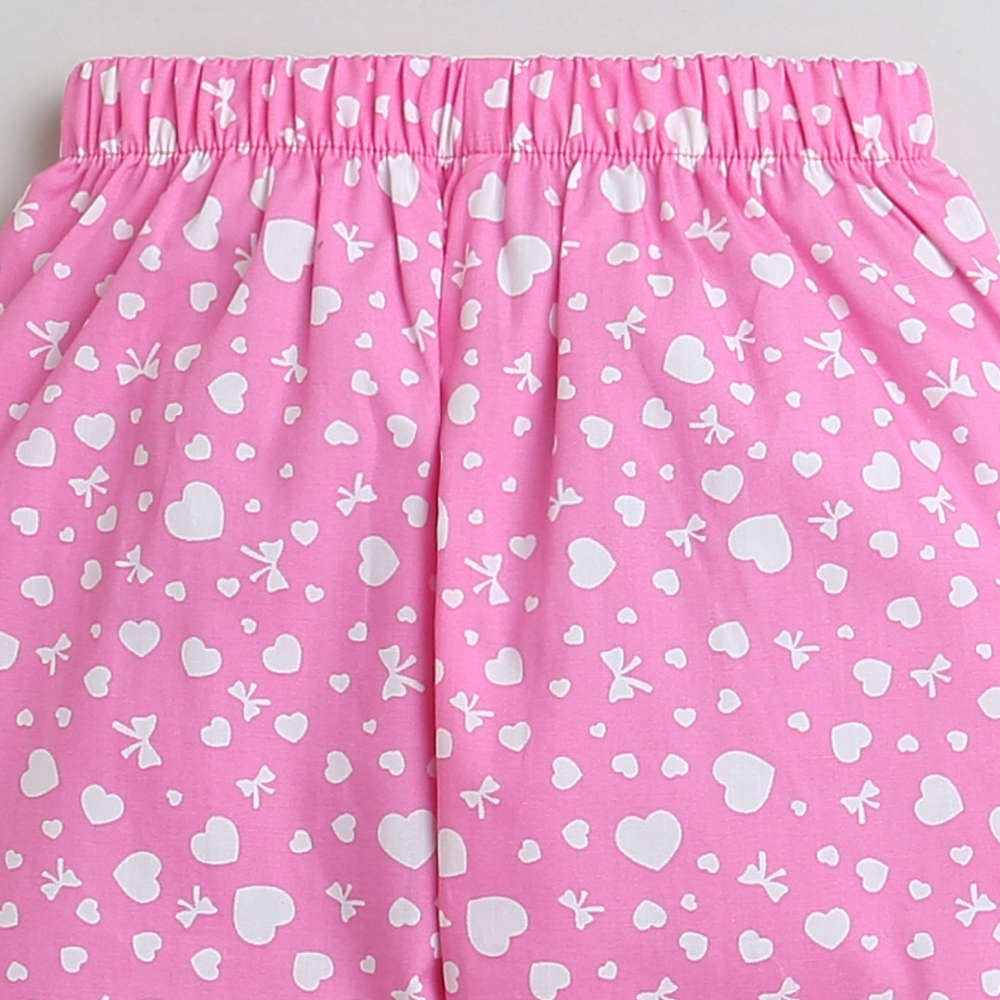 Full Sleeves Printed Shirt With Pajama - Pink