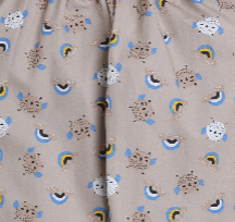 Full Sleeves Bird Printed Lounge Wear Night Suit Set For Kids Beige