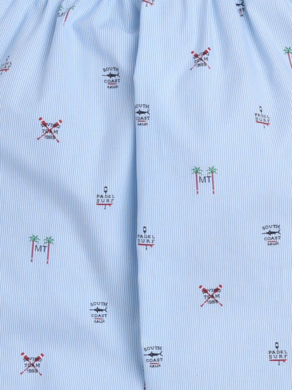 Full Sleeves Stripes Printed Lounge Wear Night Suit Set For Kids Sky Blue