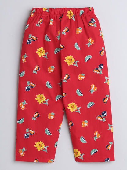 Cute Fruits Printed Full Sleeves Lounge Wear Night Suit Set For Kids