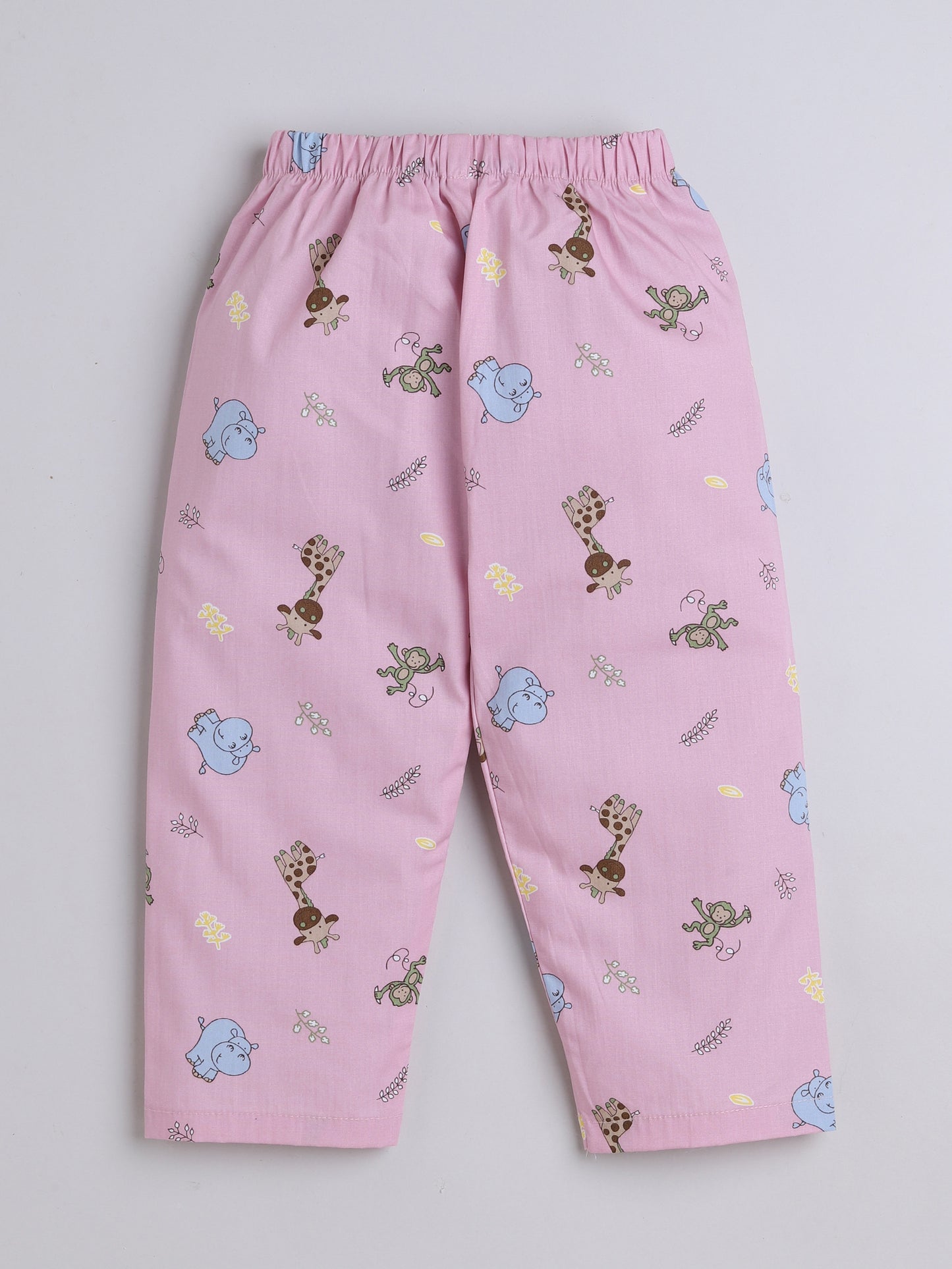 Half Sleeves Giraffe Printed Night Suit Set Pink