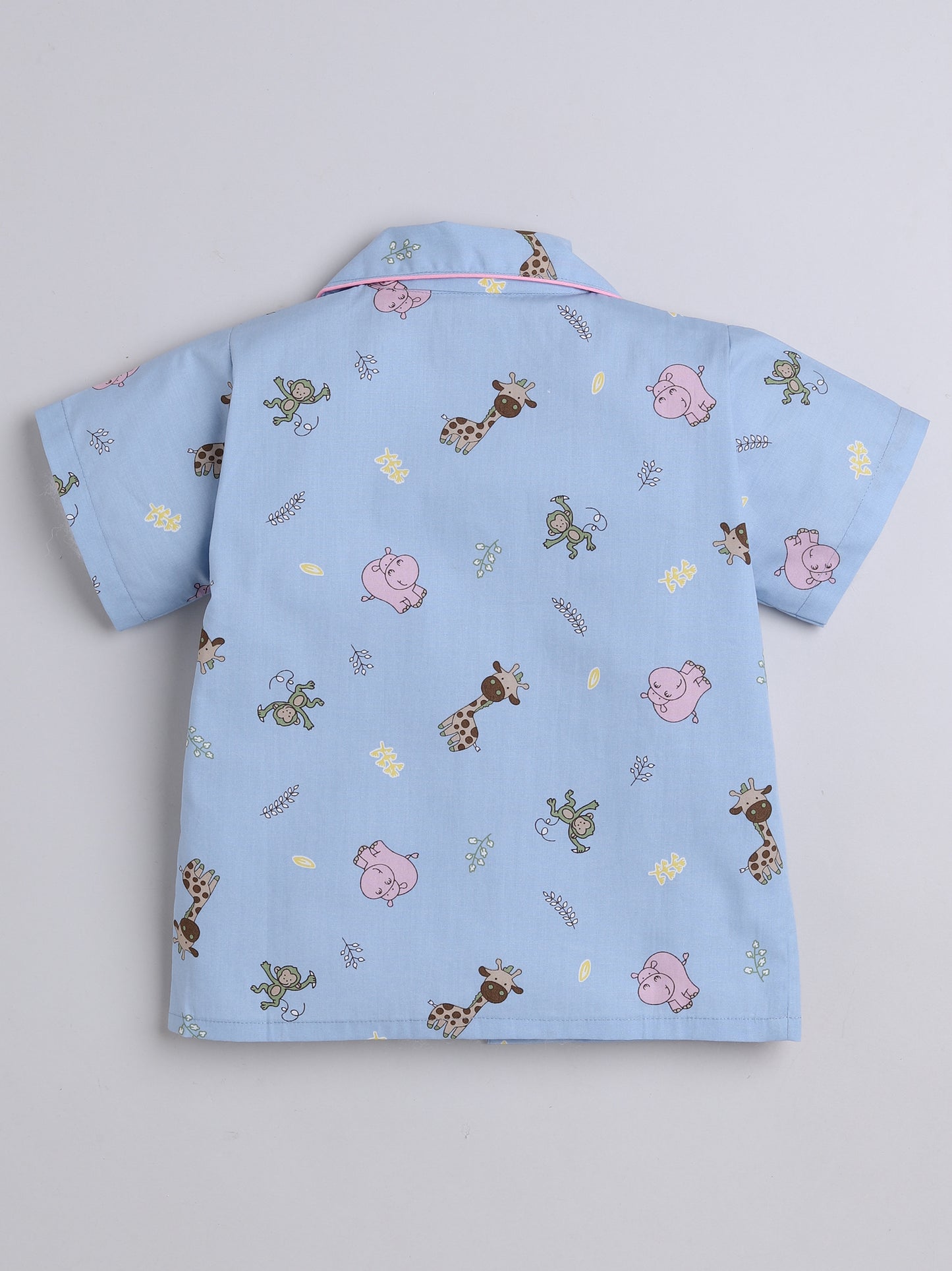 Half Sleeves Animal Printed Night Suit Set Blue