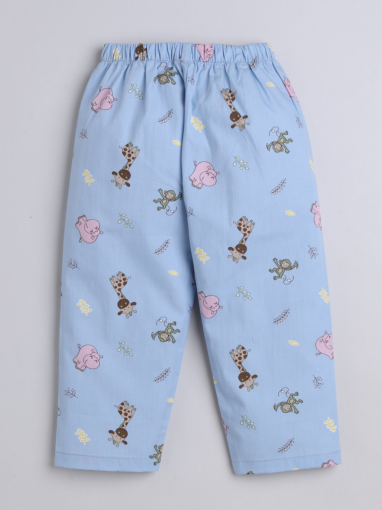 Half Sleeves Animal Printed Night Suit Set Blue