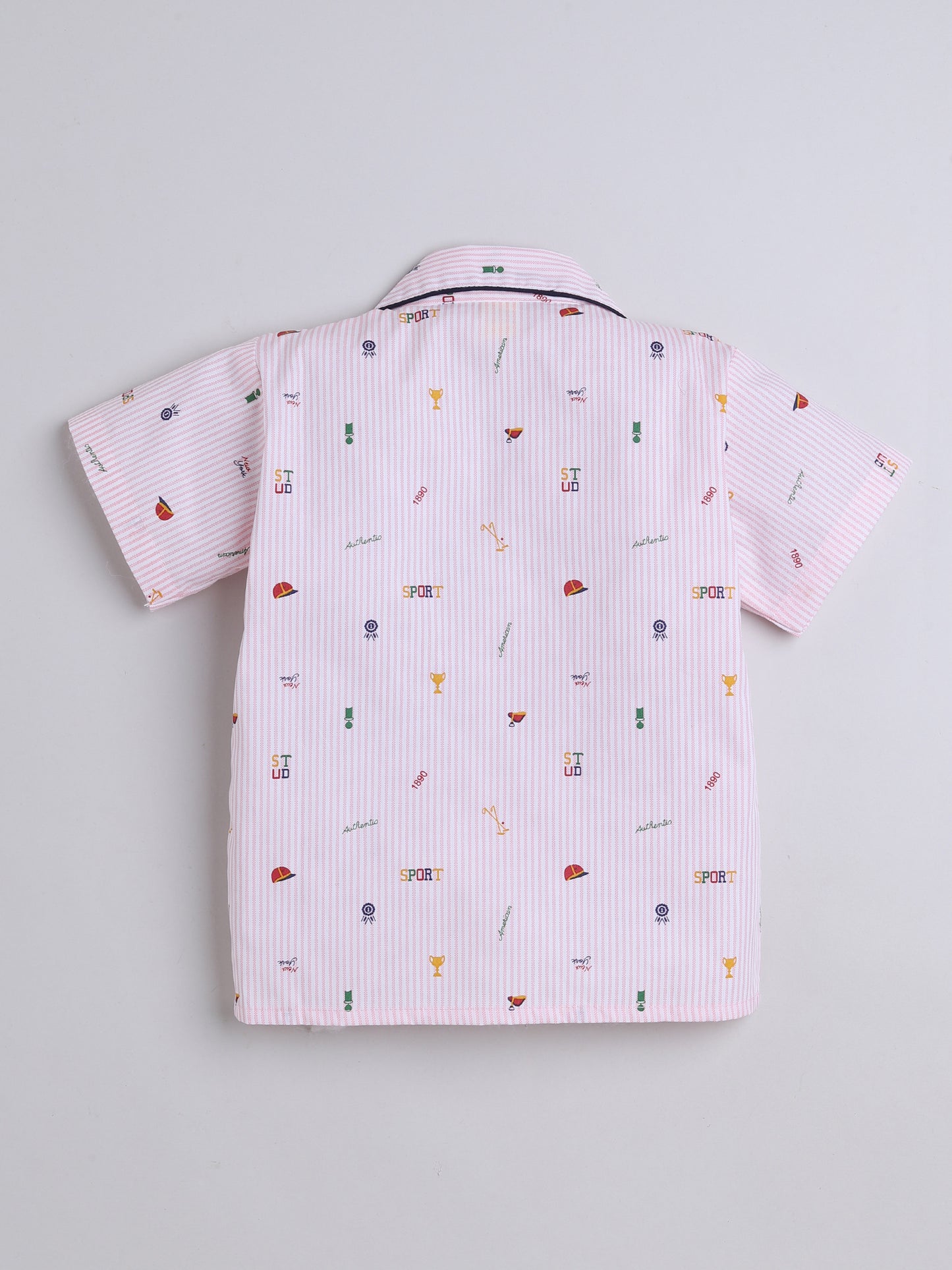Half Sleeves Sports Printed Night Suit Set Pink