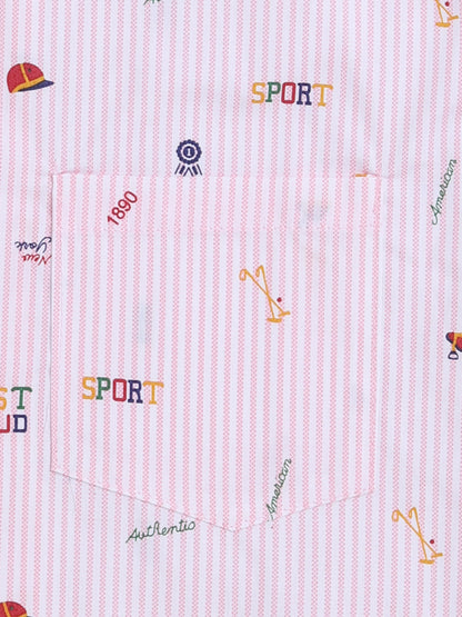Half Sleeves Sports Printed Night Suit Set Pink