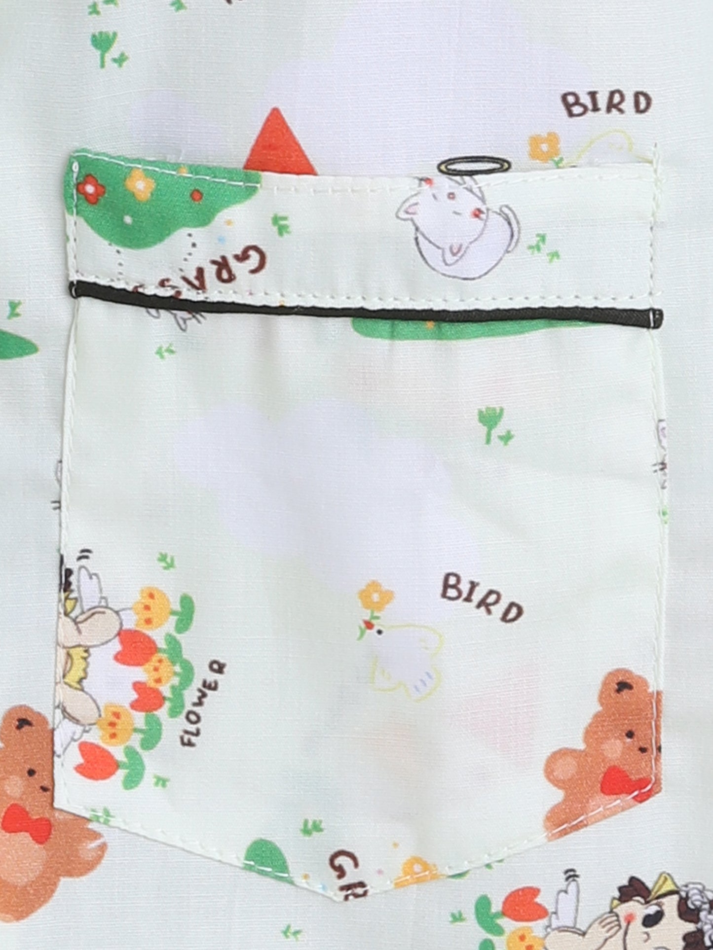 3/4 Sleeves Teddy Printed Night Suit Set Green