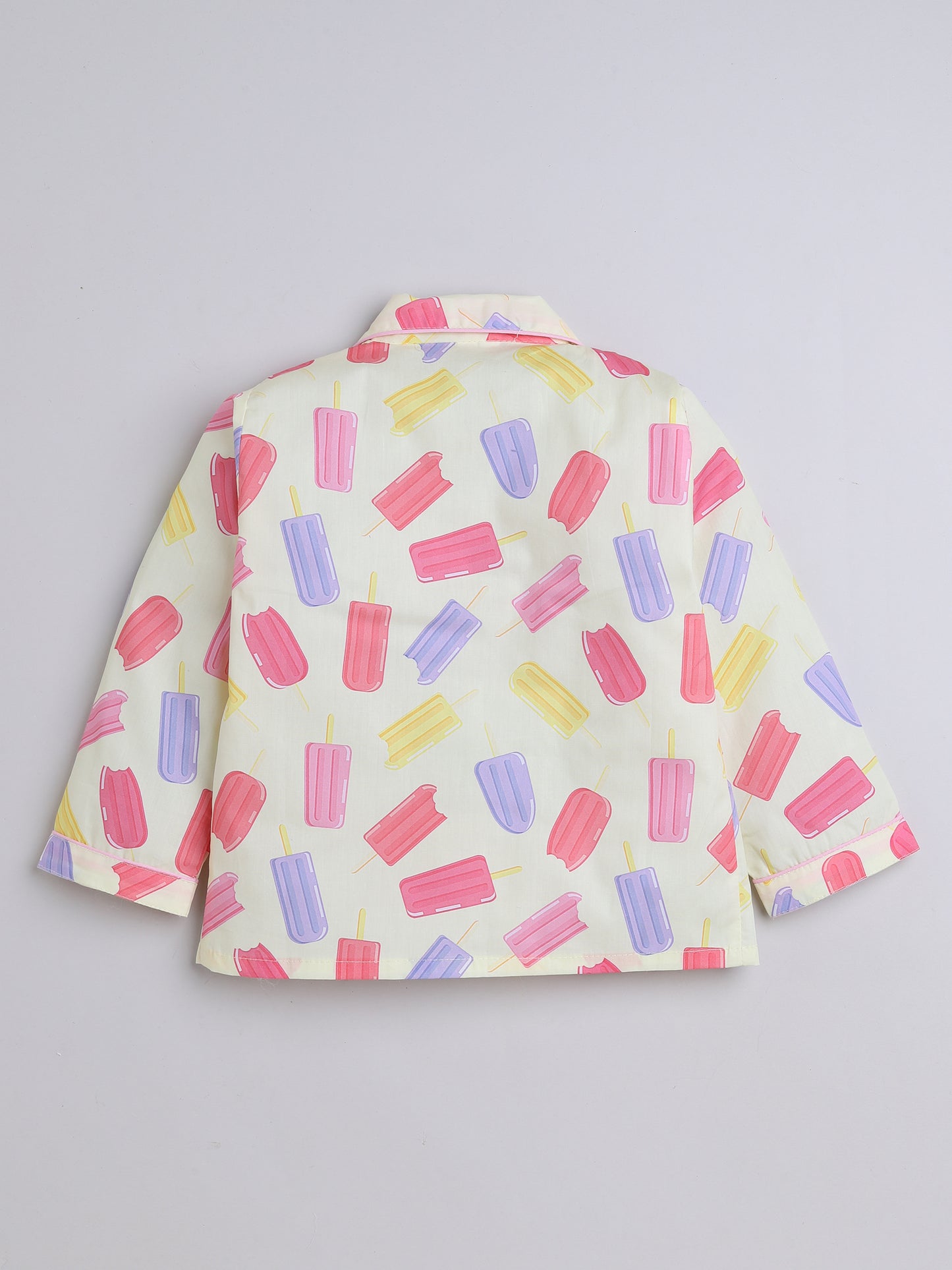 3/4 Sleeves Candy Printed Night Suit Set Off White