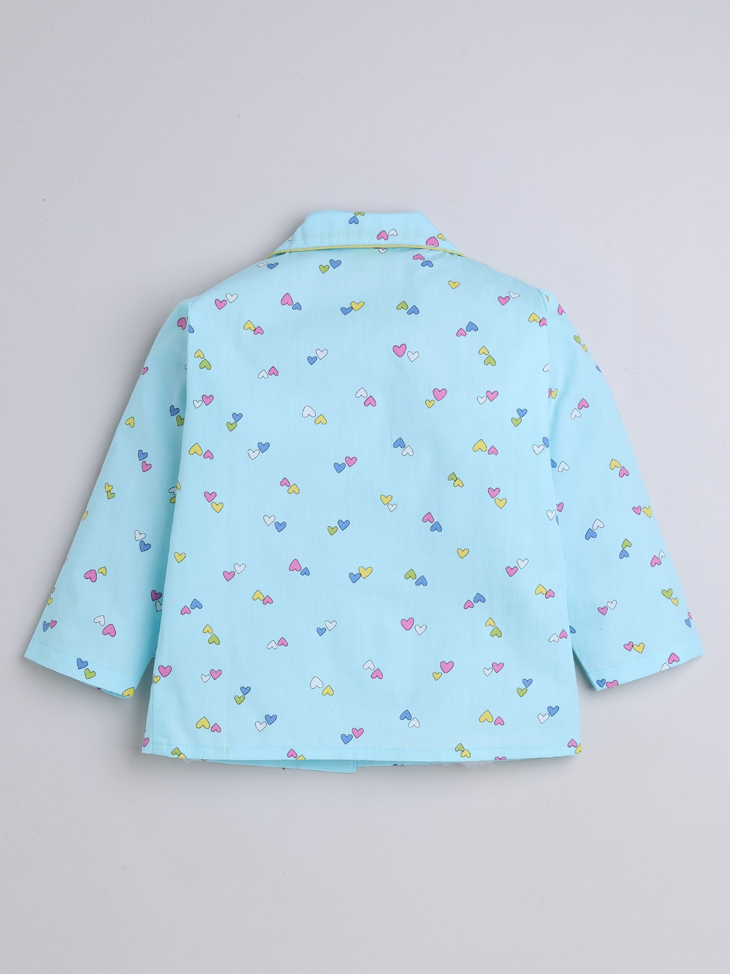 Half Sleeves Heart Shaped Print Night Suit Set Blue