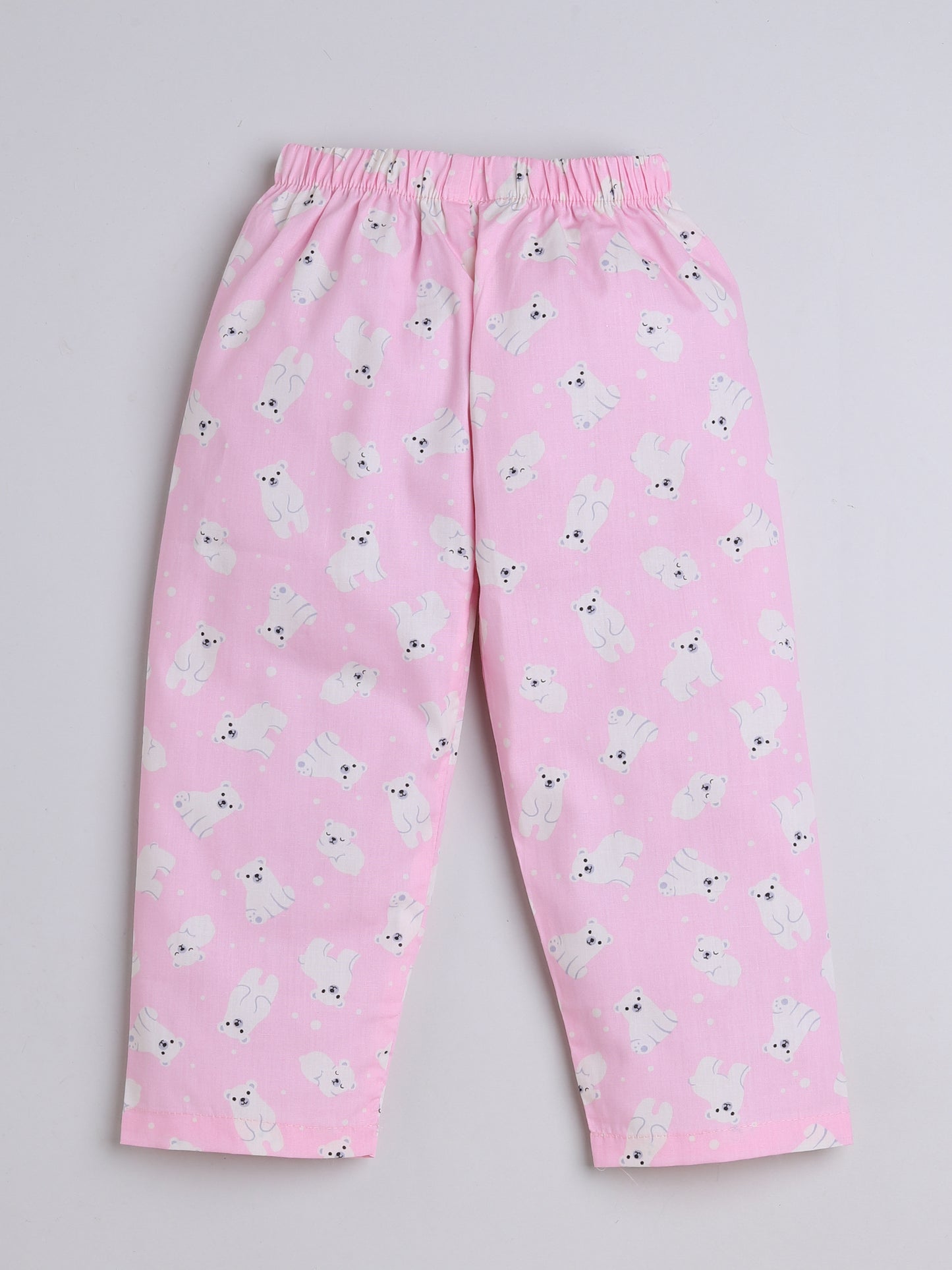 Half Sleeves Puppy Printed Night Suit Set Pink