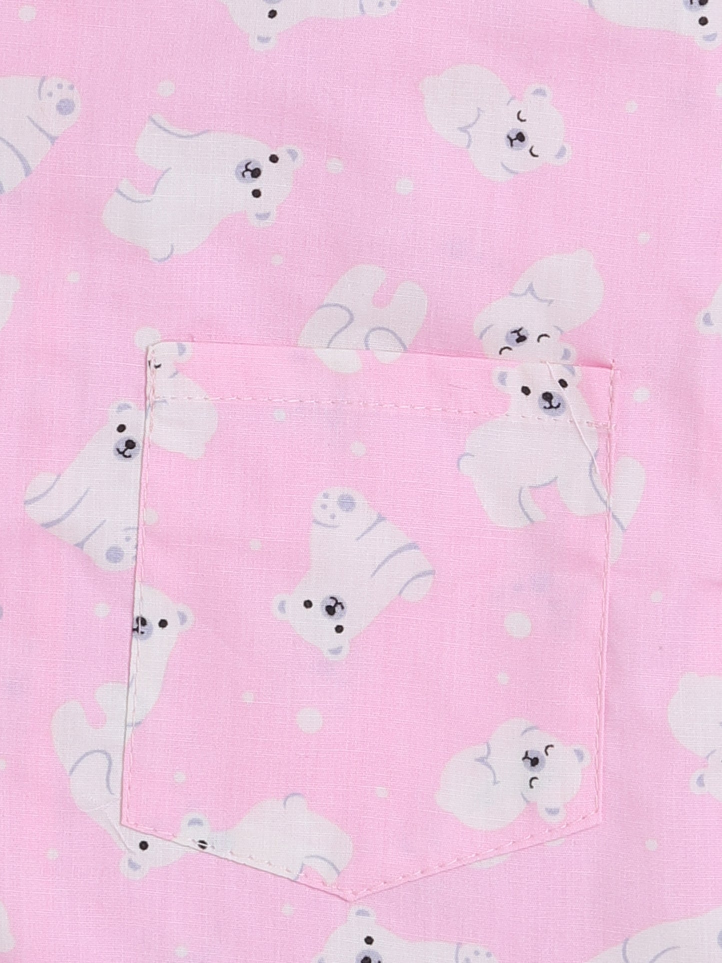 Half Sleeves Puppy Printed Night Suit Set Pink