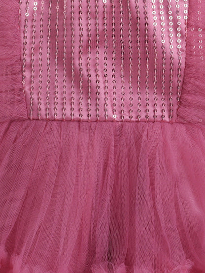 The Magic Wand Flutter Sleeves Shimmer Party Dress Onion Pink