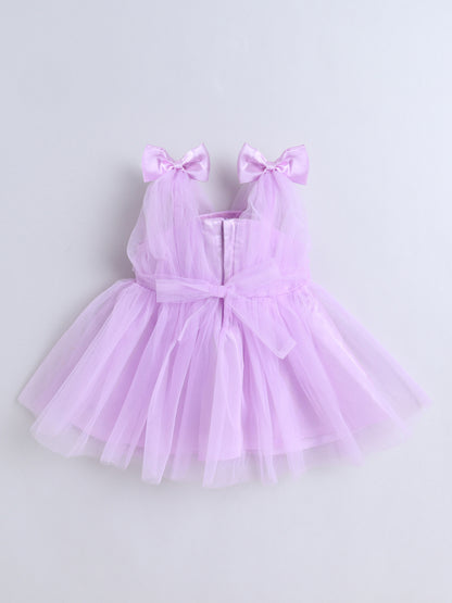 Sleeveless Bow Detailed Dress With Headband - Lavender