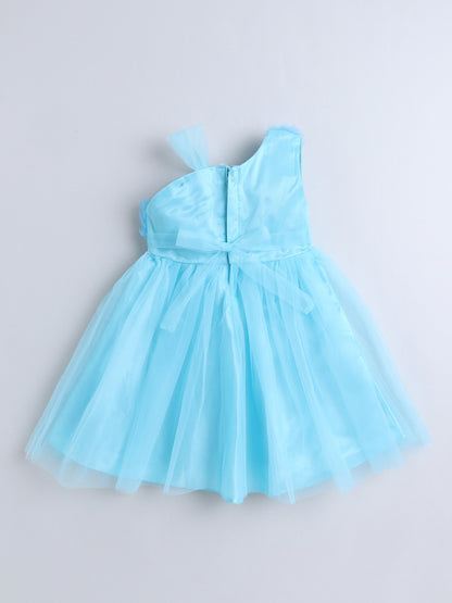 One Shoulder Bow Detailed Dress - Blue