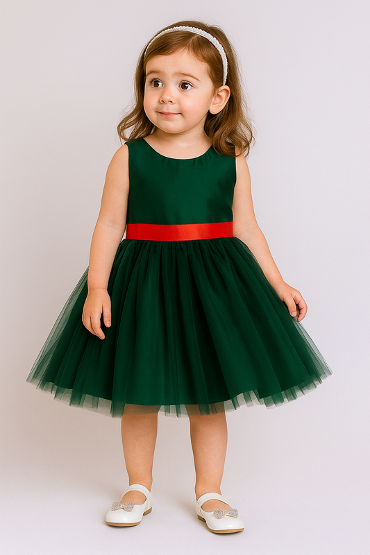 The Magic Wand Solid Sleeveless Dress With Contrast Lace Band - Green