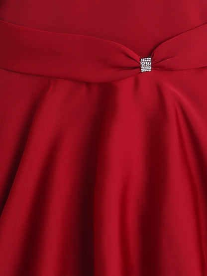 The Magic Wand Solid One Shoulder Party Dress - Red
