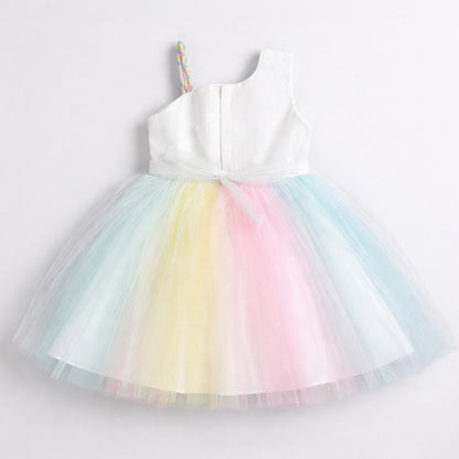 The Magic Wand Woven One-Shoulder Colourful Flared Party Dress - Multi Color