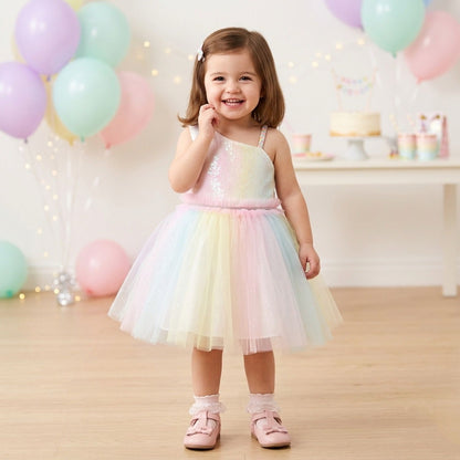 The Magic Wand Woven One-Shoulder Colourful Flared Party Dress - Multi Color