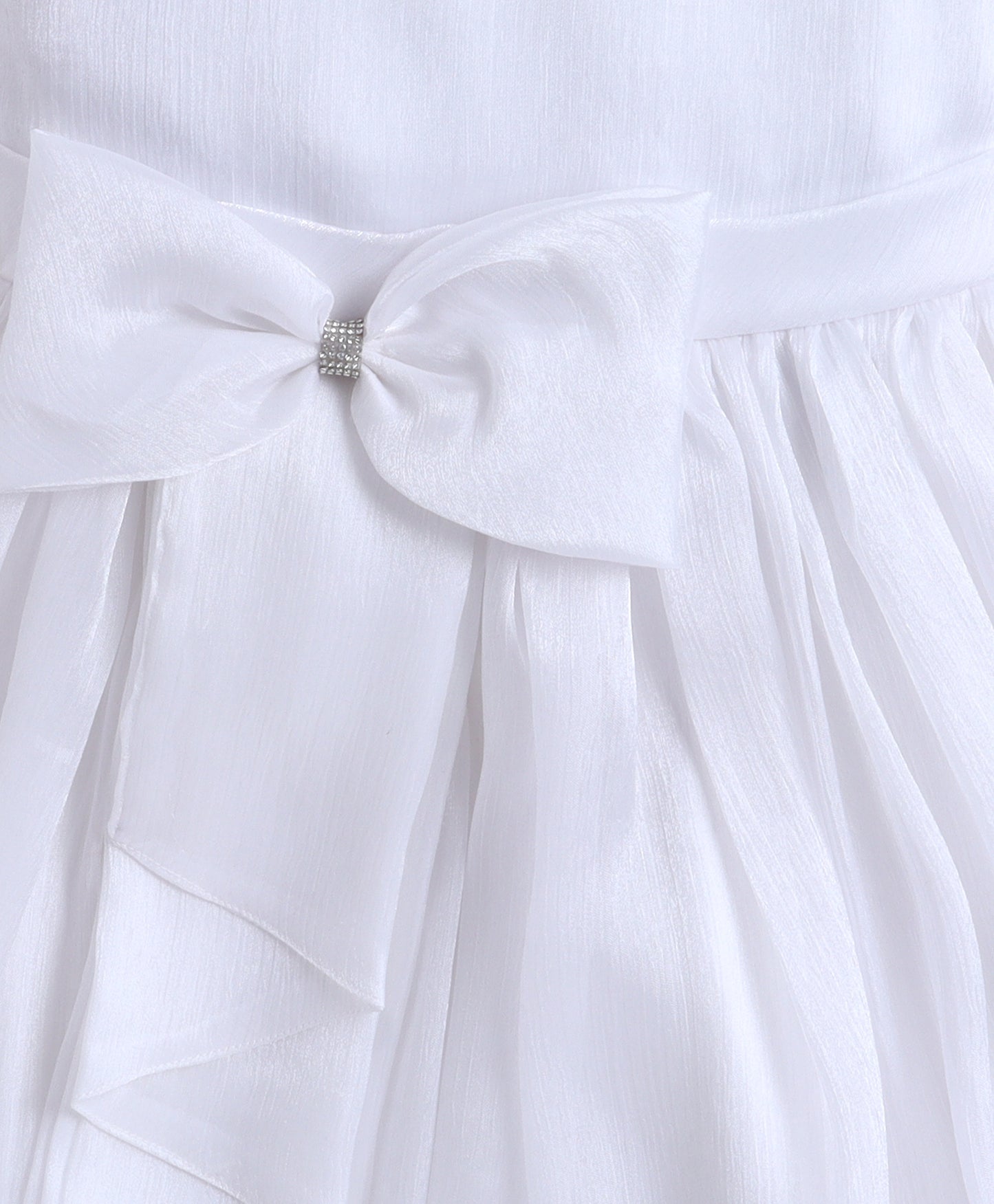 The Magic Wand Woven Sleeveless Flared Party Gown With Bow Detail - White