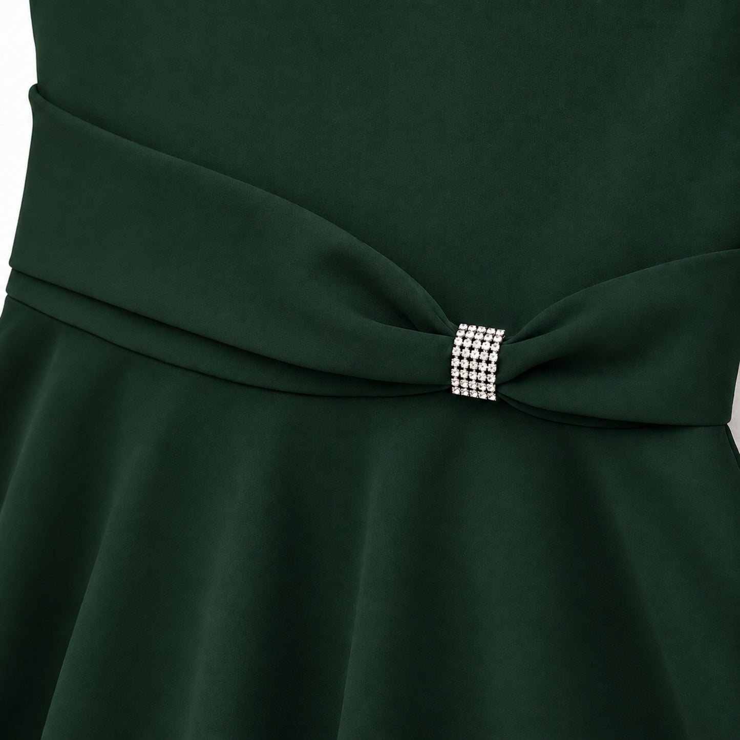 The Magic Wand Woven One Shoulder Embellished Strap Solid Party Dress - Bottle Green
