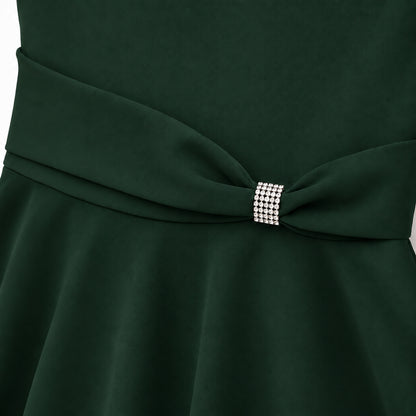 The Magic Wand Woven One Shoulder Embellished Strap Solid Party Dress - Bottle Green