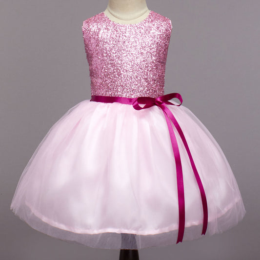 Sequins Sleeveless Dress - Dark Pink