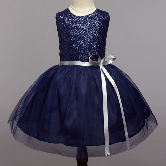 Sequins Sleeveless Dress - Navy Blue