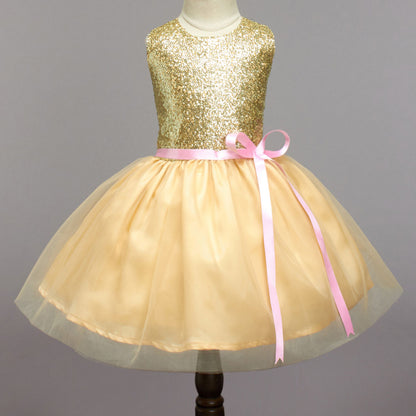 Sleeveless Sequins Embellished Dress - Golden