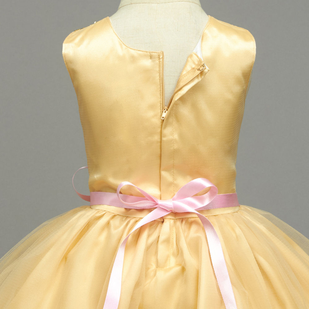 Sleeveless Sequins Embellished Dress - Golden
