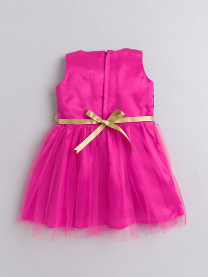 The Magic Wand Sleeveless Floral Embroidered Dress - Fuchsia