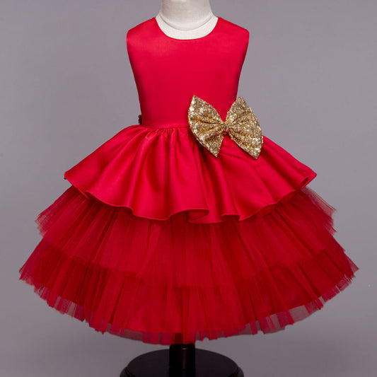 The Magic Wand Solid Printed Sleeveless Fit & Flare Dress Red