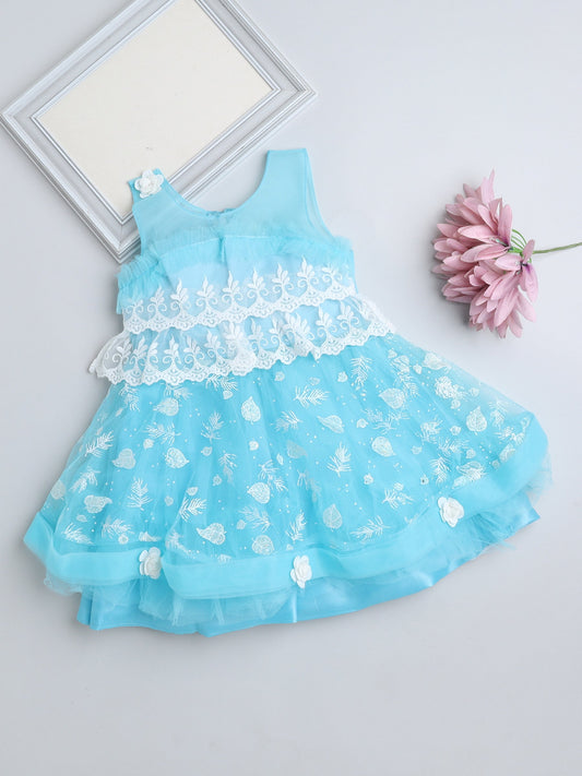 The Magic Wand Sleeveless Knee Length Embellished Party Frock - Navy Blue